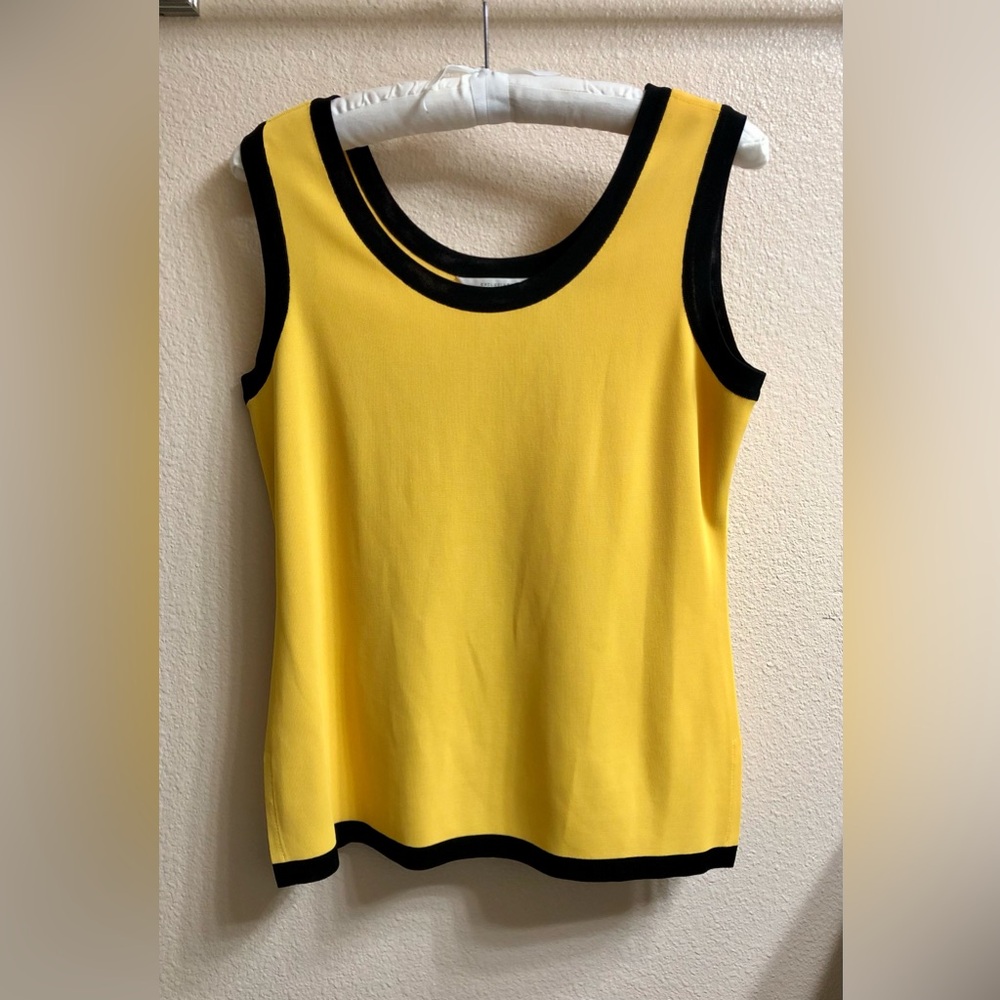 Misook Yellow Tank with Black Trim